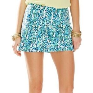 Lilly Pulitzer Ella Sea Blue It’s A Stretch Animal Print Shorts Skort
